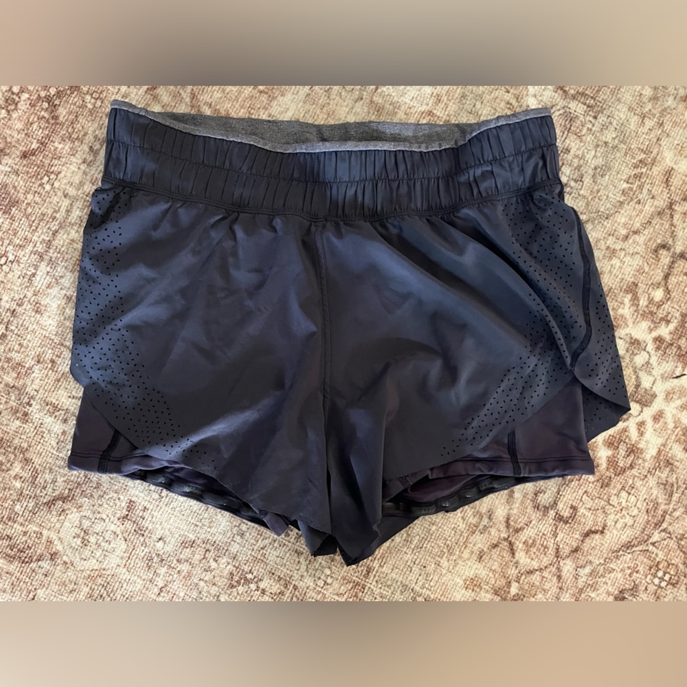Lululemon Women's Navy Athletic Shorts with Perforated Detail